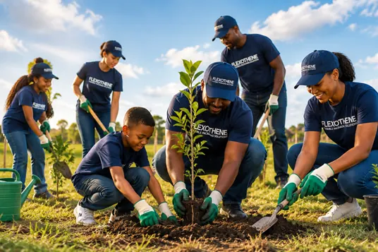 Flexothene team planting trees