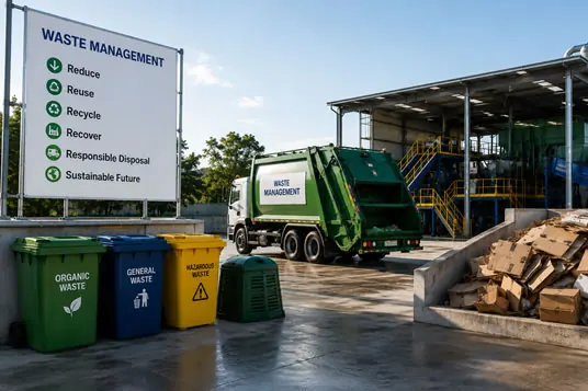 Waste sorting area at Flexothene