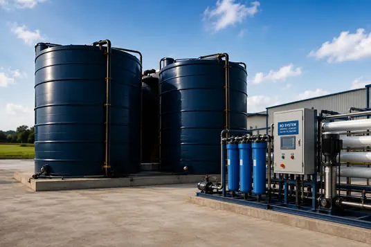 Water storage tanks at the plant